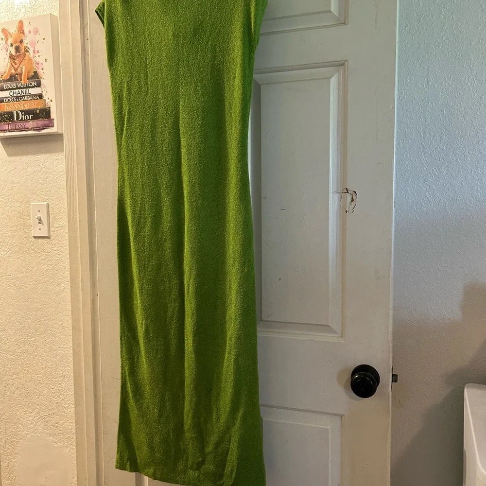 Zara Bright Lime Green Sleeveless Maxi Dress - Picture 3 of 3